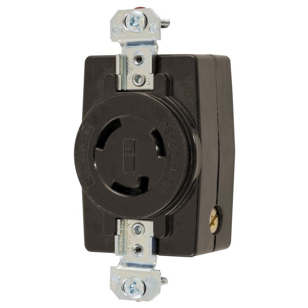 Locking Receptacle, L10-30R, 30 A, 125/250V AC, Single Phase, 3 Pole, Flush Mount, Screw Terminals